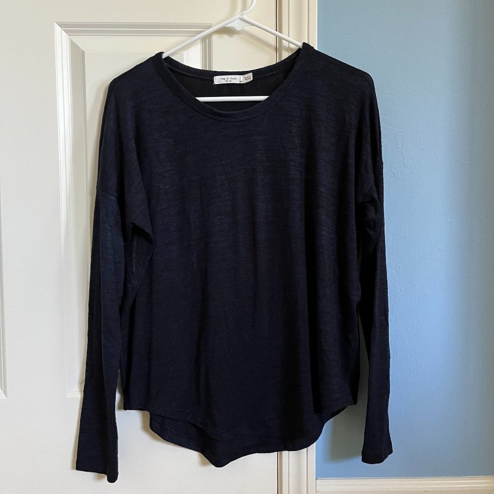 Rag & Bone Black/Blue Long Sleeve Top